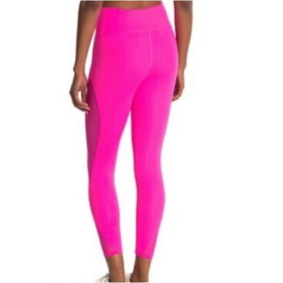 Good American Neon Bright Pink Mesh Detail 7/8 Leggings - Picture 2 of 11